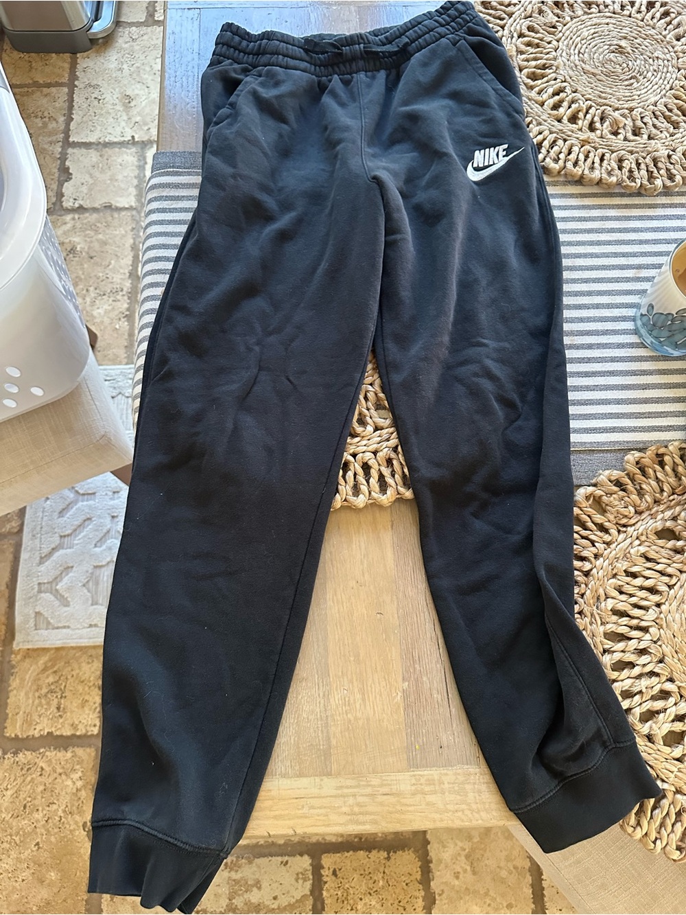 Nike Black Kids Fleece Joggers with White Swoosh
